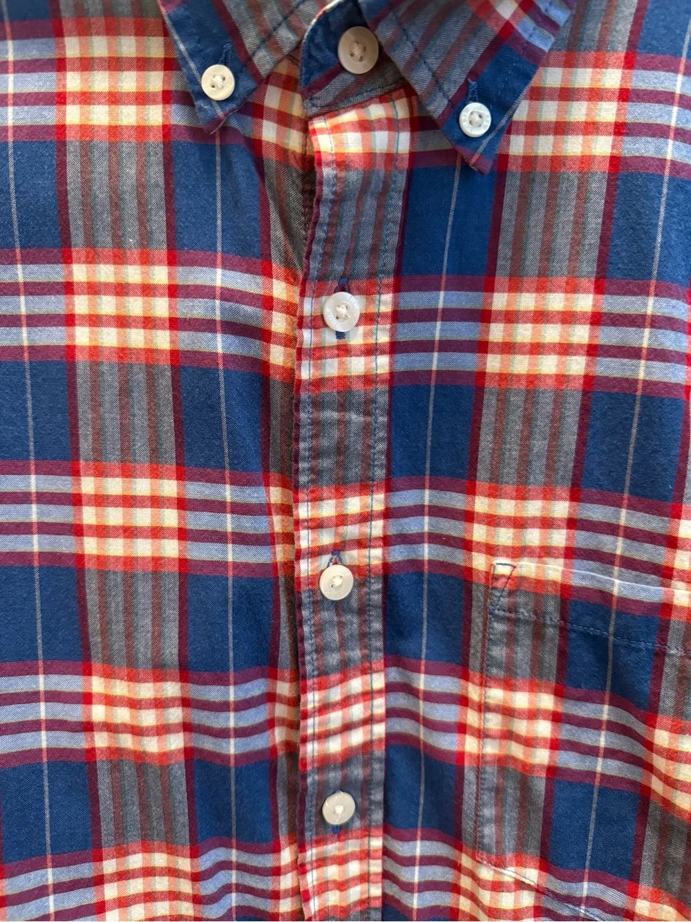 J. Crew Men’s Blue and Red Plaid Button-Down Shirt